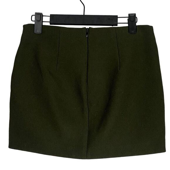 Zara Draped Wrap Look Mini Lined Skirt Back Zip Up Pockets XS Olive Green #3913 - Picture 5 of 15